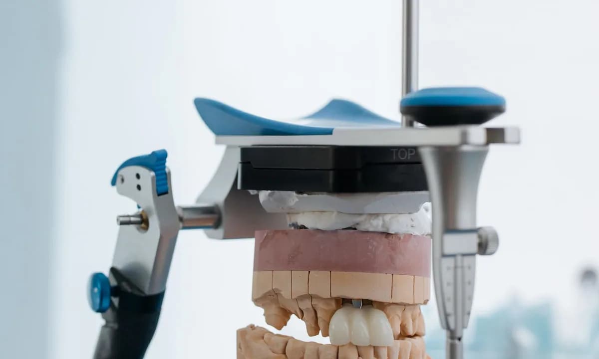Artikülatöre yerleştirilmiş alt ve üst dental modeller